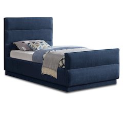 Paxton Navy Chenille Fabric Twin Bed