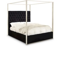 Porter Black Velvet Queen Bed