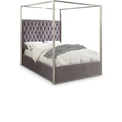 Porter Grey Velvet Queen Bed