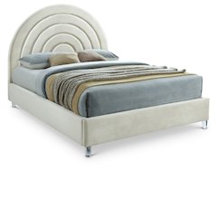 Rainbow Cream Velvet Queen Bed