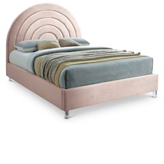 Rainbow Pink Velvet Full Bed