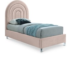 Rainbow Pink Velvet Twin Bed