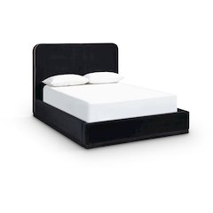 Rava Black / Taupe Velvet Upholstered Full Bed