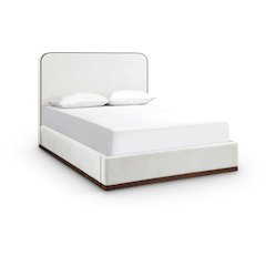 Rava Cream / Beige Velvet Upholstered Full Bed
