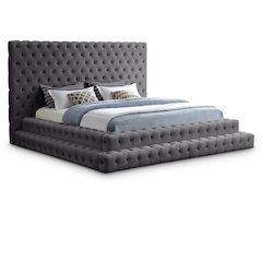 Revel Grey Velvet King Bed