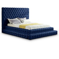 Revel Navy Velvet Queen Bed