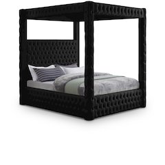 Royal Black Velvet Queen Bed