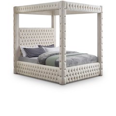 Royal Beige Velvet Queen Bed