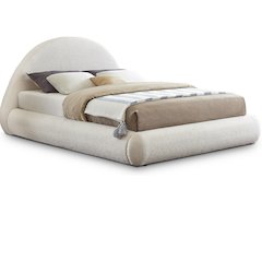 Rudy Cream Teddy Fabric King Bed