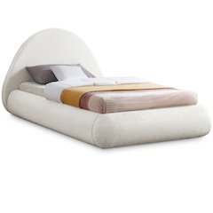 Rudy Cream Teddy Fabric Twin Bed