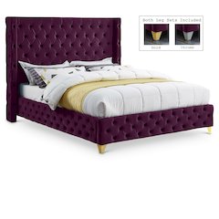 Savan Purple Velvet King Bed