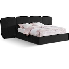 Shiloh Black Boucle Fabric Queen Bed