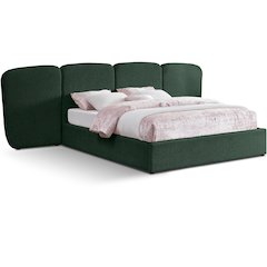Shiloh Green Green Boucle Fabric Queen Bed