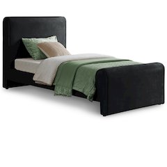 Sloan Black Velvet Twin Bed