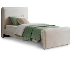 Sloan Cream Velvet Twin Bed