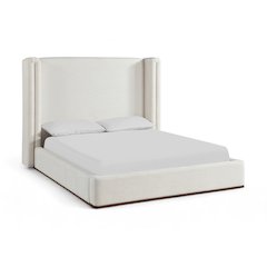 Solange Cream Linen Textured Fabric Upholstered Full Bed