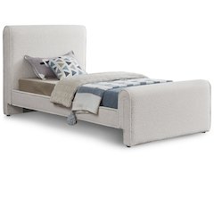 Stylus Cream Boucle Fabric Twin Bed