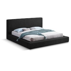 Terra Black Boucle Fabric King Bed