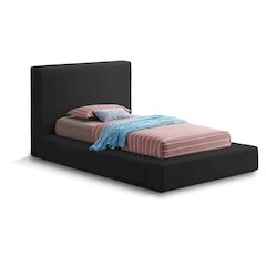 Terra Black Boucle Fabric Twin Bed