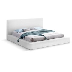 Terra White Boucle Fabric Queen Bed