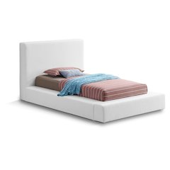 Terra White Boucle Fabric Twin Bed