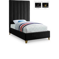 Via Black Velvet Twin Bed