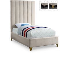 Via Cream Velvet Twin Bed