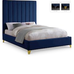 Via Navy Velvet Full Bed