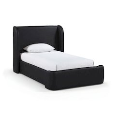 Warby Black Vegan Leather Upholstered Twin Bed