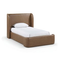 Warby Brown Vegan Leather Upholstered Twin Bed