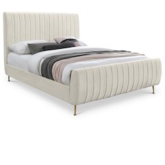 Zara Cream Velvet Full Bed