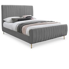 Zara Grey Velvet Queen Bed