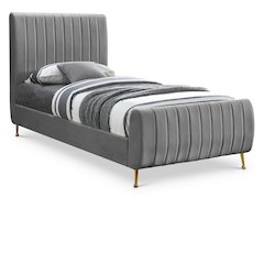Zara Grey Velvet Twin Bed