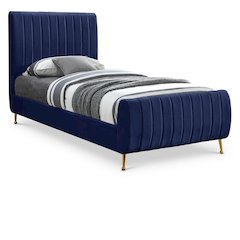 Zara Navy Velvet Twin Bed