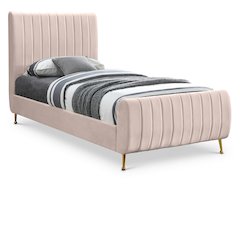 Zara Pink Velvet Twin Bed