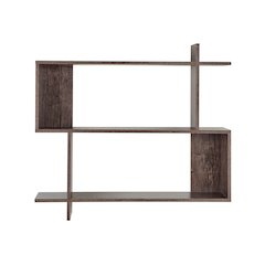 Manasa Floating Geometric Kilter Two-Tier Wall Shelf - Hickory