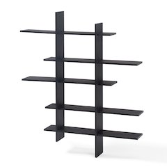 Five Level Black Asymmetric Wall Shelf