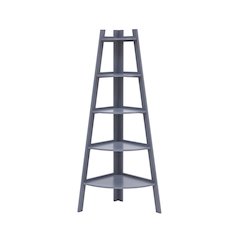 Decorative 5-Tier A-Frame Corner Ladder Display Bookcase –  Grey Finish