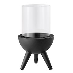 Molta Modern Black Metal Bold Pedestal Glass Pillar Votive Candle Holder - Small