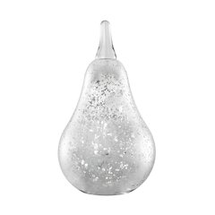 Alloya Pear Decorative Accent Tabletop Glass Sculpture Figure - Silver