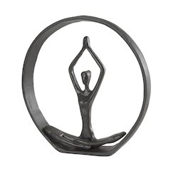 Circle Iron Sculpture with Figurine in Yoga Pose – Namaste Spiritual