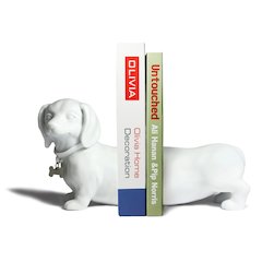 Dachshund Dog Bookend Set - White