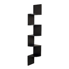 Black Laminate Large Corner Wall Mount Shelf