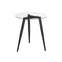 Van Beuren Side Table Modern Metal Taper Legs and Clear Glass Tabletop - Black