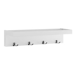 Wall Mounted Coat Rack with Decorative Ledge Shelf - White