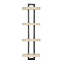 4-Tier Ladder Bracket Floating Wall Shelves - Black Metal and White Birch Finish