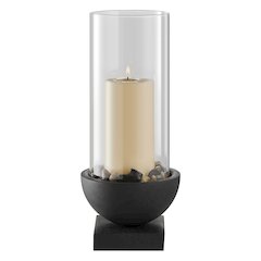 Black Metal Pedestal and Glass Pillar Votive Candle Holder - Small