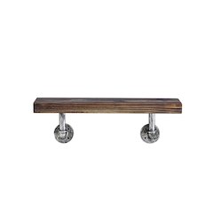 24" x 7" Floating Pipe Industrial Rustic Wall Mount Shelf – Ebony