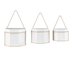 Geometric White and Gold Wall Planters Set of 3