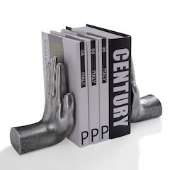 Antique Silver "Hands" Bookend Set of 2